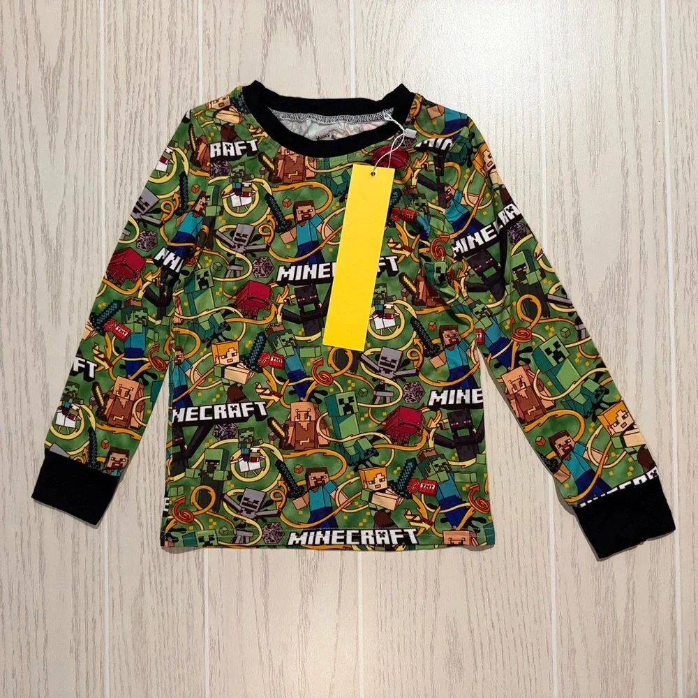 B &‎ A Mini’s Boutique Boys 4T Bamboo Minecraft 2pc Pajama Set Soft Stretch NEW
